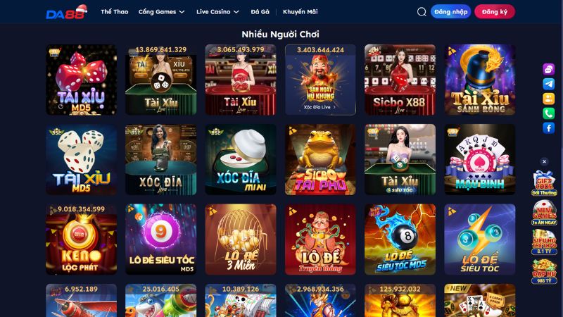 Nhà cái Da88 cung cấp game tài xỉu chất lượng, an toàn